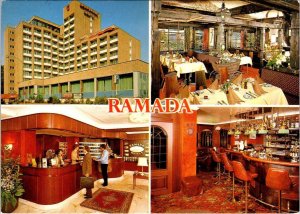 Frankfort, Germany  RAMADA CARAVELLE HOTEL  Lobby/Bar/Restaurant  4X6 Postcard