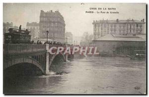 Old Postcard Crue of the Seine Paris paris floods Grenelle Bridge