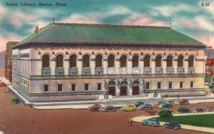 Vintage Postcard 1953 Public Library Building Landmark Boston Massachusetts MA