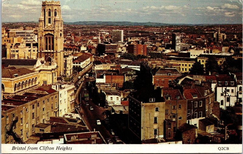 VINTAGE POSTCARD VIEW OF BRISTOL UNITED KINGDOM FROM CLIFTON HEIGHTS 1970s