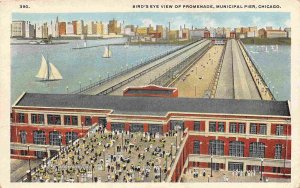 Promenade Navy Municipal Pier Chicago Illinois 1930s postcard