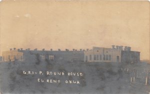 J1/ El Reno Oklahoma RPPC Postcard c1910 GRI&P Railroad Round House  104