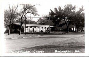 Real Photo Postcard The Methodist Church in Burlington, Kansas~131606