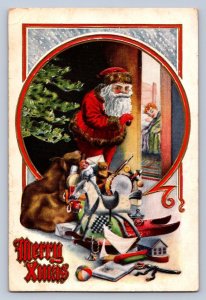 K9/ Santa Claus Christmas Postcard c1910 Children Sleeping Toys 51