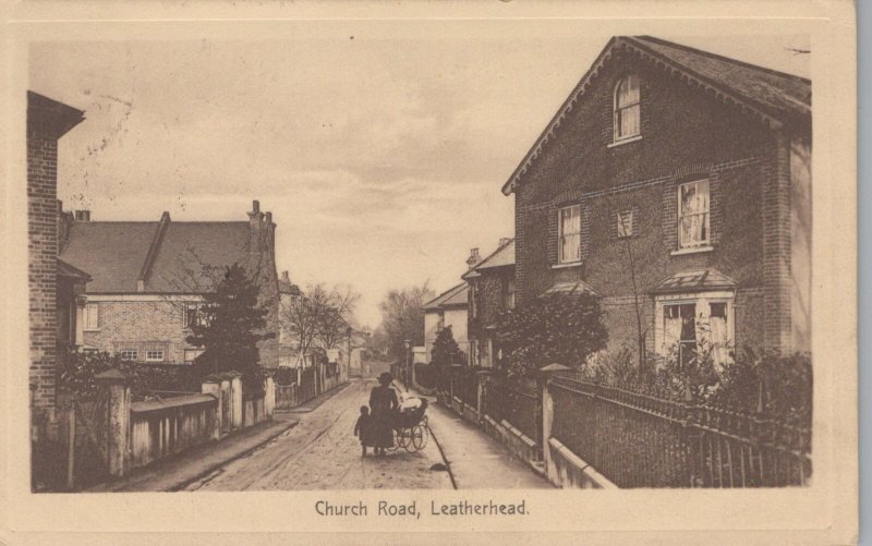 Surrey Postcard - Church Road, Leatherhead   SW19388
