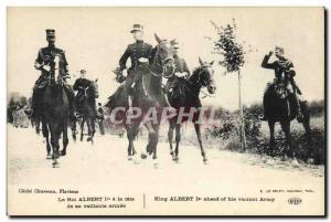 Old Postcard Militaria King Albert 1 at the head of his valiant army