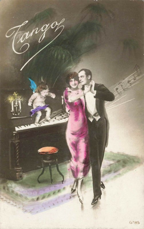 Doing The Tango Angel Piano Italy Real Photo Postcard