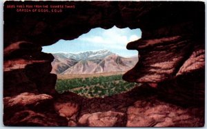 Postcard - Pike's Peak From The Siamese Twin, Garden Of The Gods - Colorado