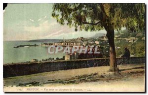 Old Postcard Menton taking View Heights Garavan