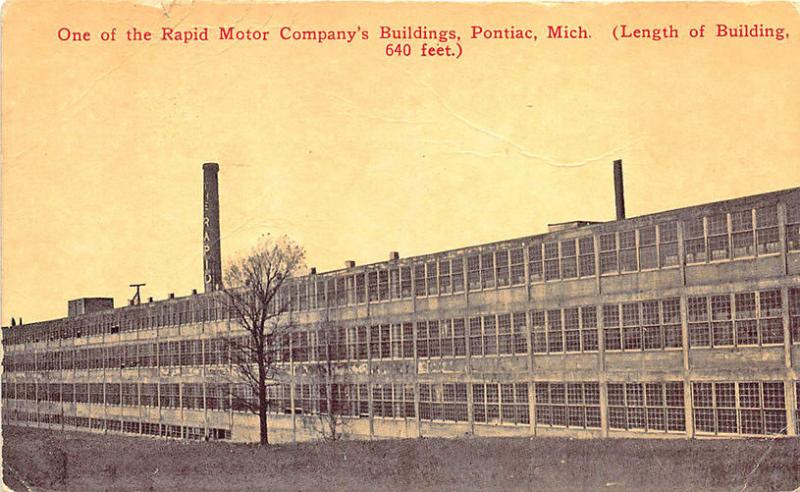 Pontiac MI Rapid Motor Company's Building, in 1913 Postcard