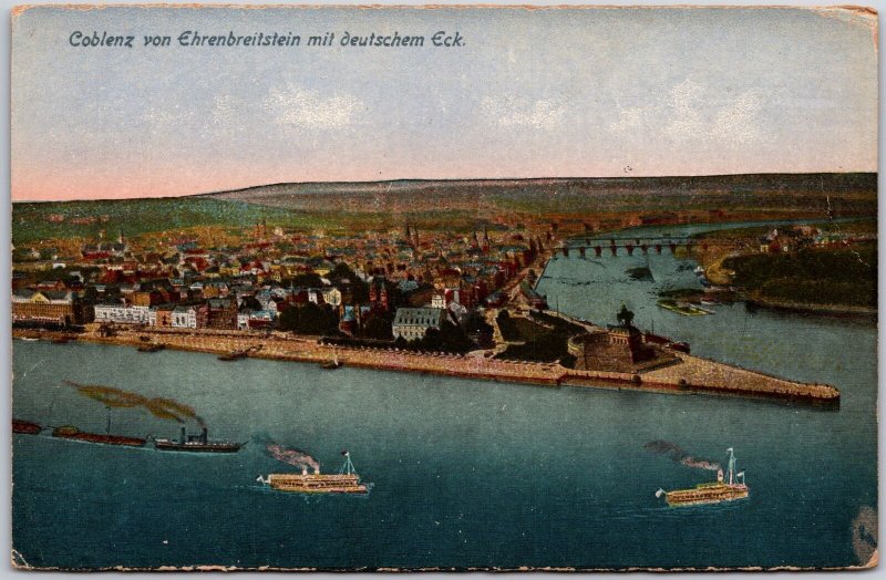 Coblenz Von Ehrenbreitstein Mit Deutschem Eck Koblenz Germany Postcard