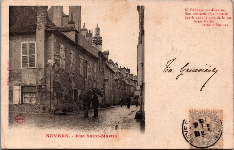 France Nevers Rue Saint Martin Vintage Postcard 04.97