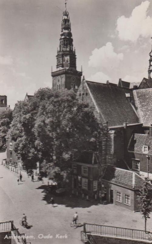 Amsterdam Oude Kerk Bicycle Bicycles Real Photo Dutch Postcard