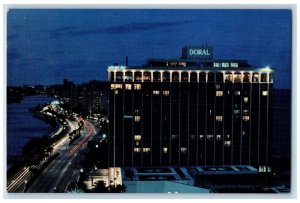 Doral On-The-Ocean A Tower Building Night Light View Miami Florida FL Postcard