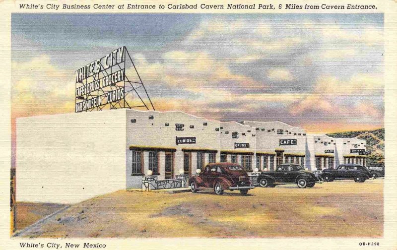 White City Business Center Carlsbad Caverns New Mexico linen postcard