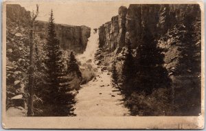 1921 Waterfalls Cliff Rocks Mountain Pine Trees Posted Vintage Postcard