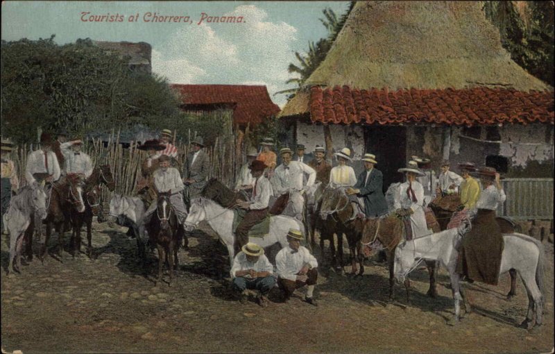 Chorrera Panama Tourists on Horseback c1910 Vintage Postcard