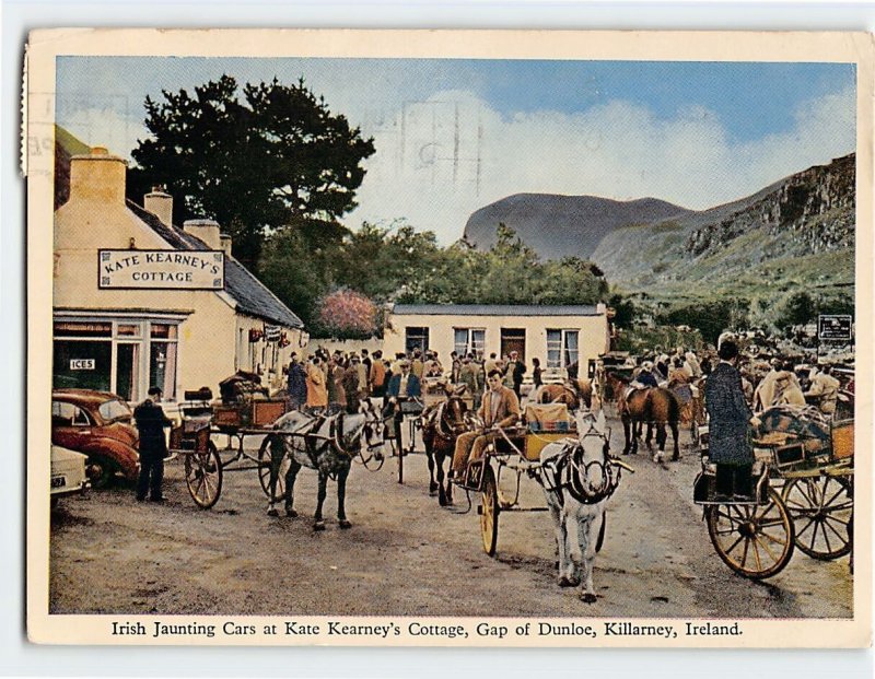 Postcard Irish Jaunting Cars at Kate Kearney's Cottage Killarney Ireland