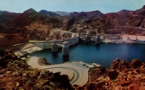 USA Upstream Face Of Hoover Dam Arizona Chrome Postcard 09.87