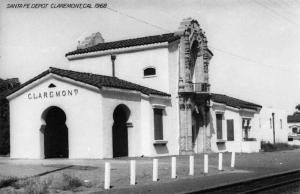 Claremont California 1968 Santa Fe train depot real photo pc Z49781