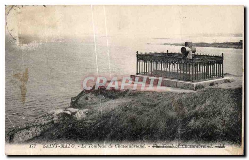 Old Postcard Saint Malo Grave Chateaubriand