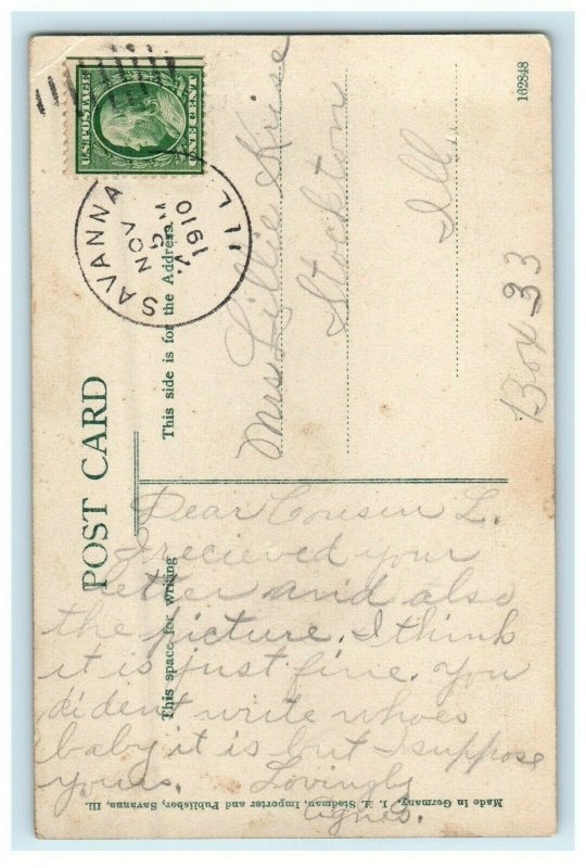 1910 Township High School, Savanna Illinois IL Antique Postcard 