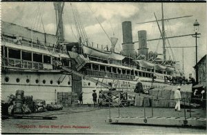 PC CPA SINGAPORE, BORNEO WHARF, FRENCH MAILSTEAMER, VINTAGE POSTCARD (b4271)