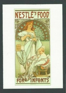 1986 Post Card Alphonse Mucha Nestles Food For Infants 1897 Repo 6 X 4