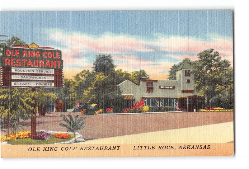 Little Rock Arkansas AR Postcard 1950 Ole King Cole Restaurant