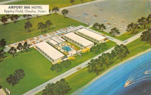 OMAHA, NE Nebraska  AIRPORT INN HOTEL~Eppley Field  ROADSIDE Artist's Postcard