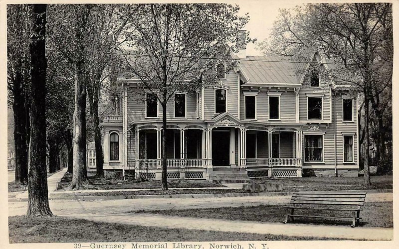 RPPC Guernsey Memorial Library NORWICH, NY Chenango Co. c1910s Vintage Postcard