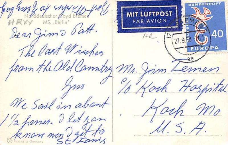 MS Berlin Norddeutscher Lloyd Ship 