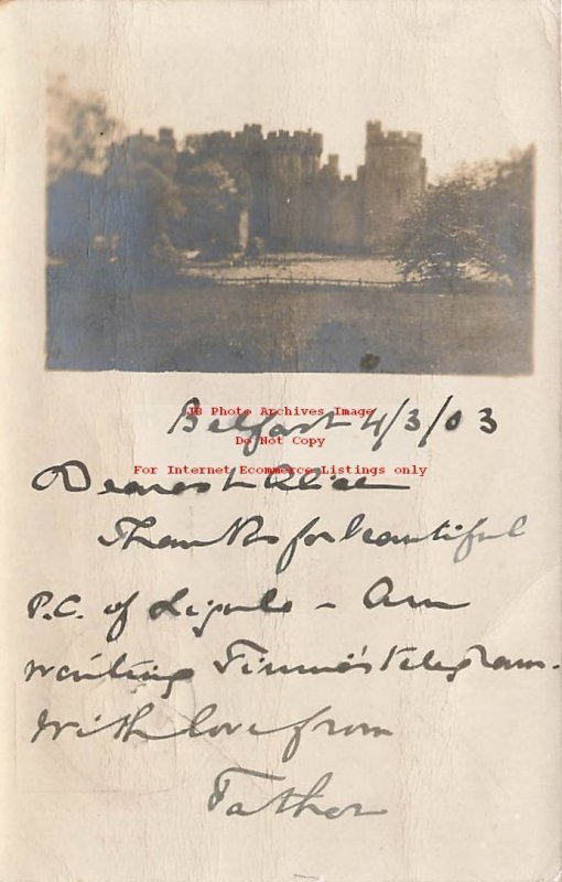Northern Ireland, Belfast, RPPC, Castle, 1903 PM, Photo