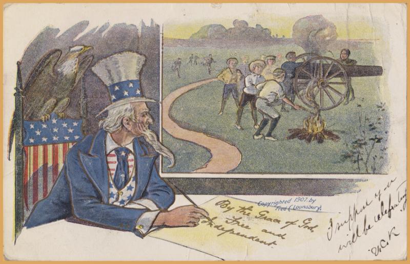 Patriotic-By the Grace of God... Uncle Sam & children - 1907