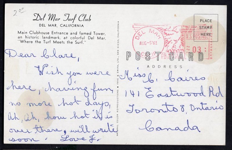 California DEL MAR Del Mar Turf Club - pm1961 - Chrome