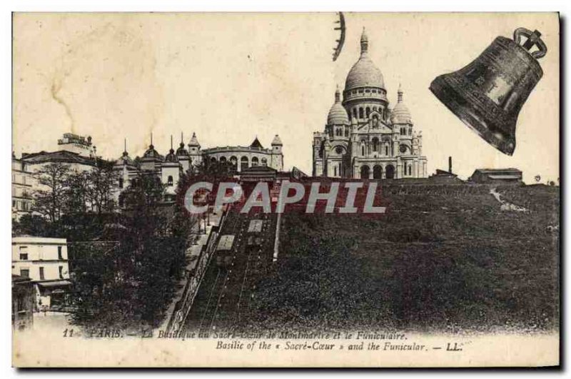 Postcard Old Paris The Basilica of Sacre Coeur in Montmartre Funicular and th...