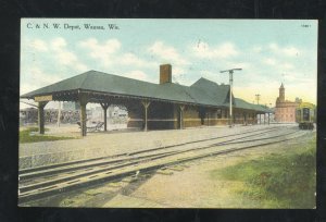 WAUSAU WISCONSIN C&NW RAILROAD DEPOT TRAIN STATION WIS VINTAGE POSTCARD