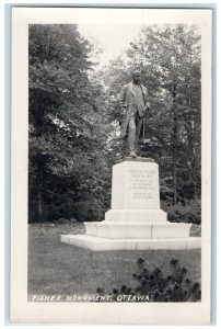 c1910's Fisher Monument Ottawa Statue RPPC Photo Unposted Antique Postcard