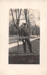 C32/ Lima Ohio Postcard Real Photo RPPC c1910 Well-Dressed Man Homes