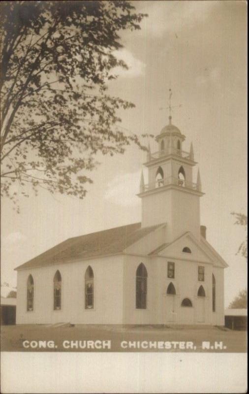 Chichester NH Cong Church c1910 Real Photo Postcard