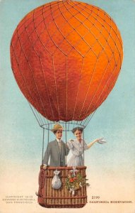 CALIFORNIA HONEYMOON Hot Air Balloon Orange Exaggeration 1910 Vintage Postcard