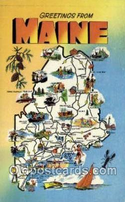 Maine USA Large Letter States, Old Vintage Antique Postcard Post Cards  Maine...