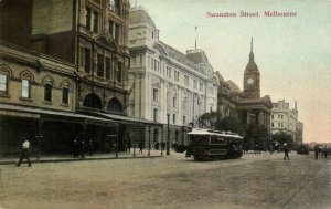 PC AUSTRALIA, MELBOURNE, SWANSTON STREET, Vintage Postcard (b31430)