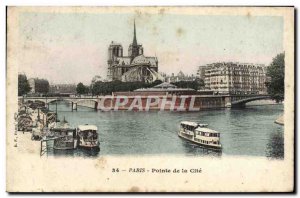 Old Postcard Paris Pointe De La Cite boat Peniche