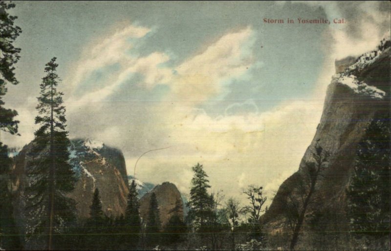 Yosemite CA Storm Weather c1910 Postcard - M. Rieder