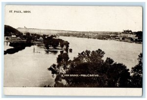 c1910's View Of High Bridge Public Baths St. Paul Minnesota MN Antique Postcard