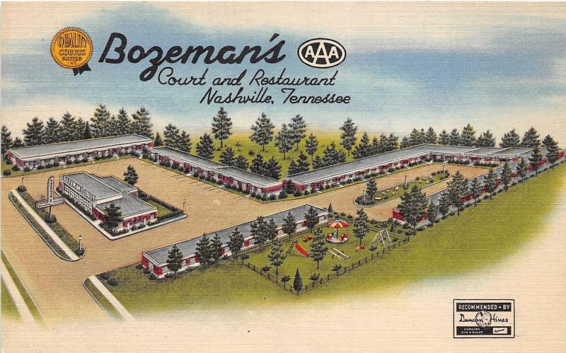 A60/ Nashville Tennessee Tn Postcard Linen Bozeman's Court Restaurant