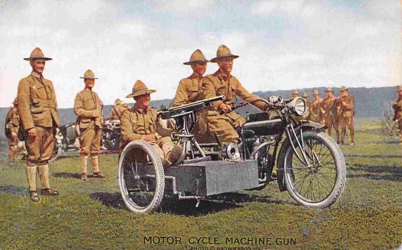 Motor Cycle Machine Gun Squad US Army WWI postcard