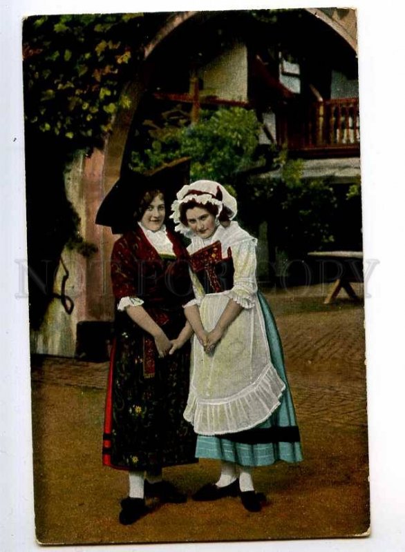 240086 FRANCE Alsatian Lorraine Girls Vintage FELDPOST sticker