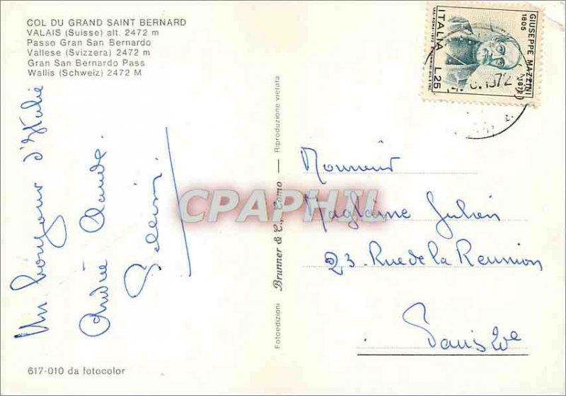 Modern Postcard Pass the great saint Bernado Valais (Switzerland) 2472 m alt Dog